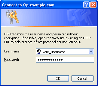 Connect to ftp.example.com