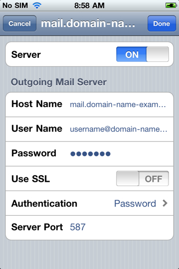 Make sure that Use SSL is set to OFF and that Server Port is set to 587