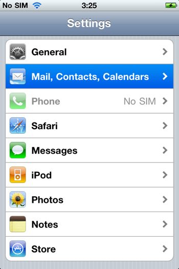 Mail, Contacts, Calendars