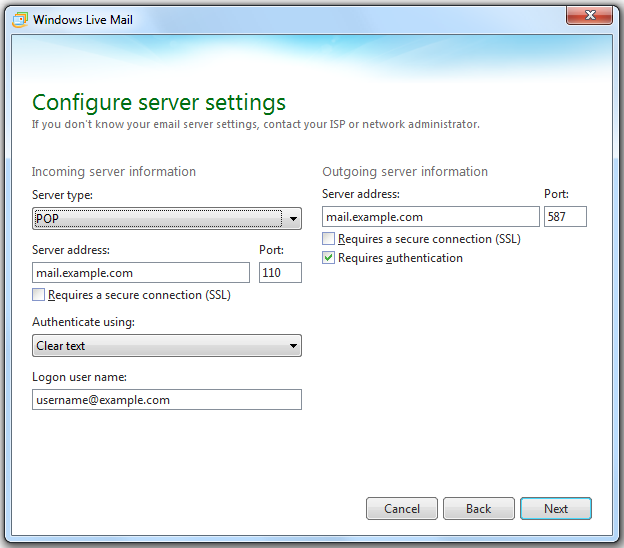 Configure server settings