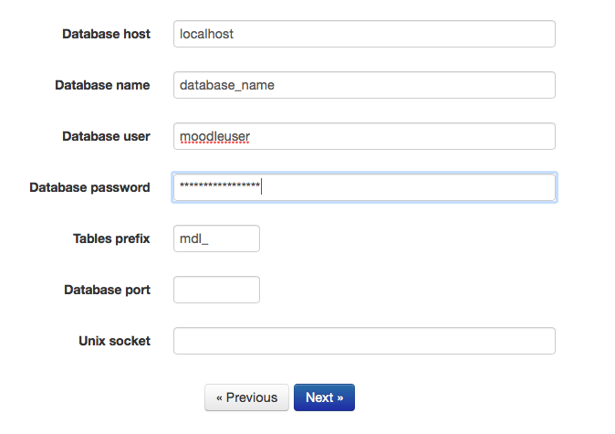 Database Settings