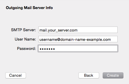 Outgoing Mail Server Info