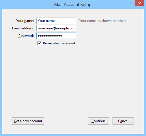 Initial account setup
