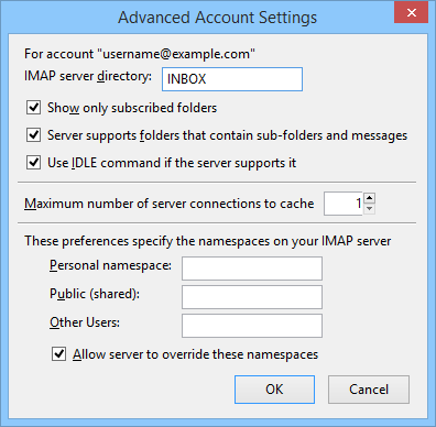 IMAP server directory