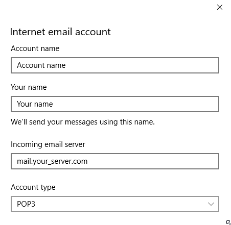 Internet email account