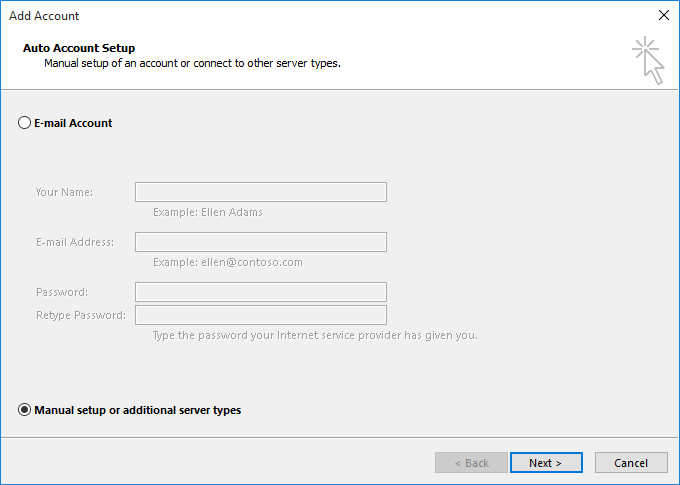 Manual setup or additional server types