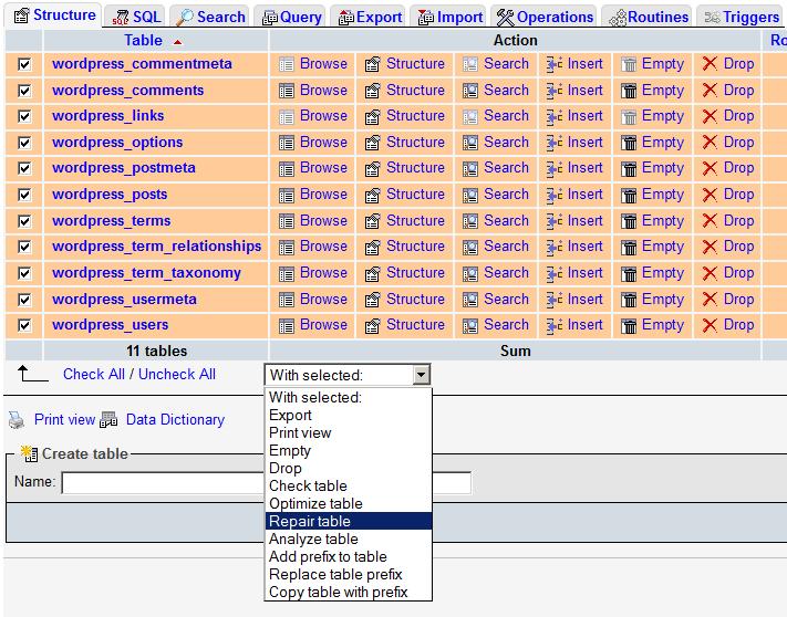 Manipulate MySQL tables.