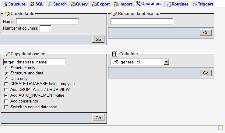 Copying a MySQL database.