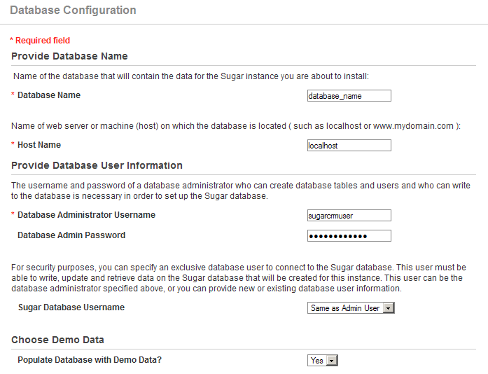 SugarCRM Konfiguration SugarCRM Konfiguration