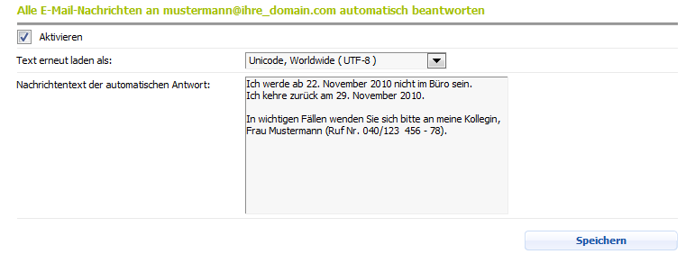 Automatische Antwort einrichten Automatische Antwort einrichten