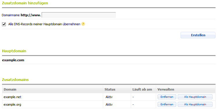 Zusatzdomains