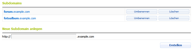 Subdomains Subdomains