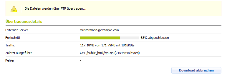 Übertragungsdetails