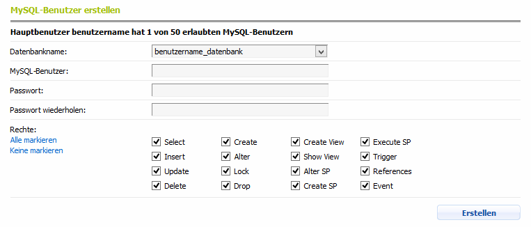 MySQL Benutzer erstellen