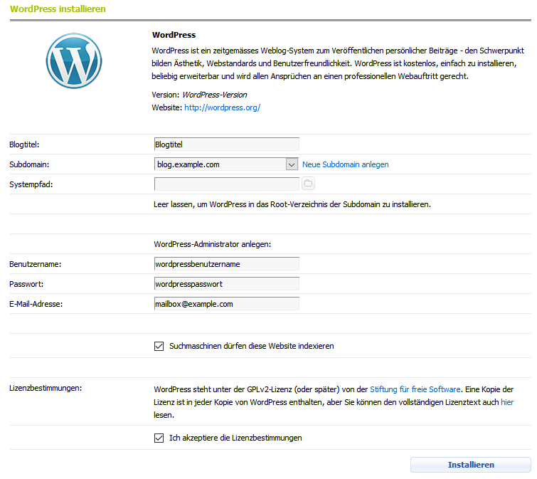 WordPress installieren