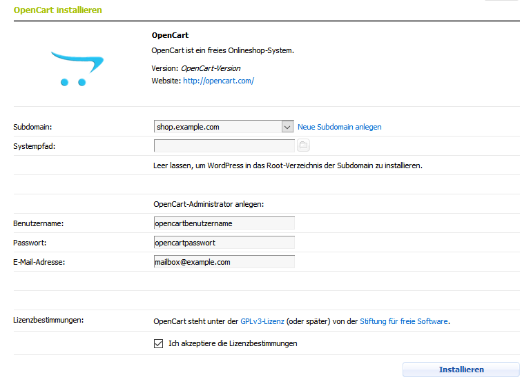 OpenCart installieren