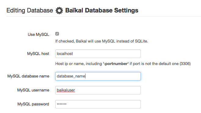 Database Settings