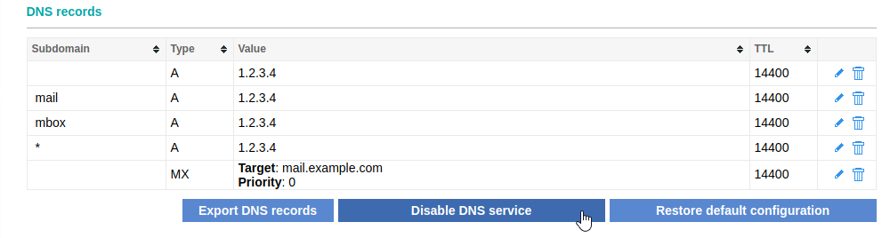 Disable DNS