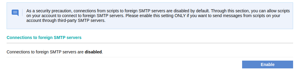 Enable the connections to foreign SMTP servers