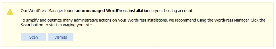 Unmanaged WordPress installation found