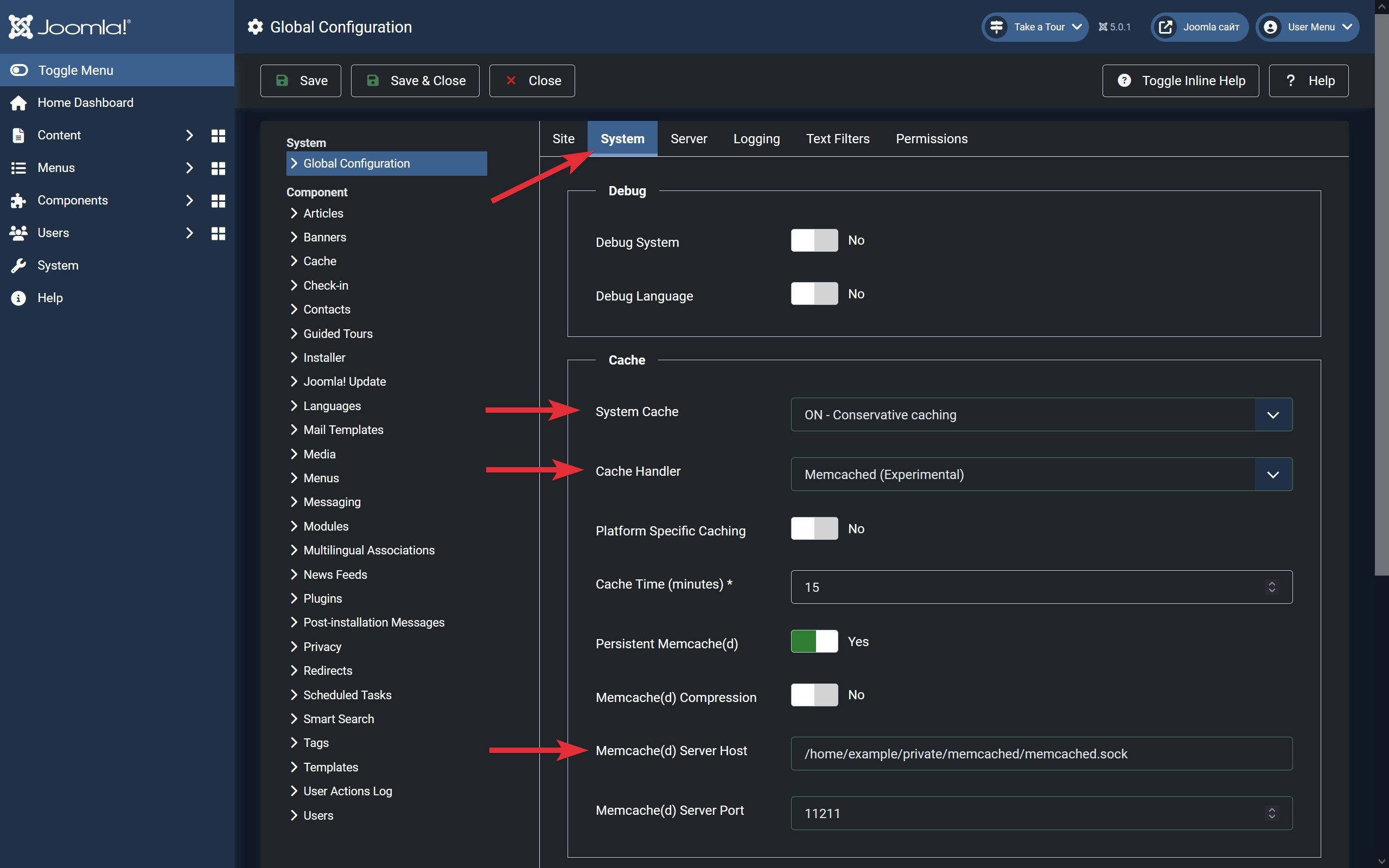 Joomla Memcached