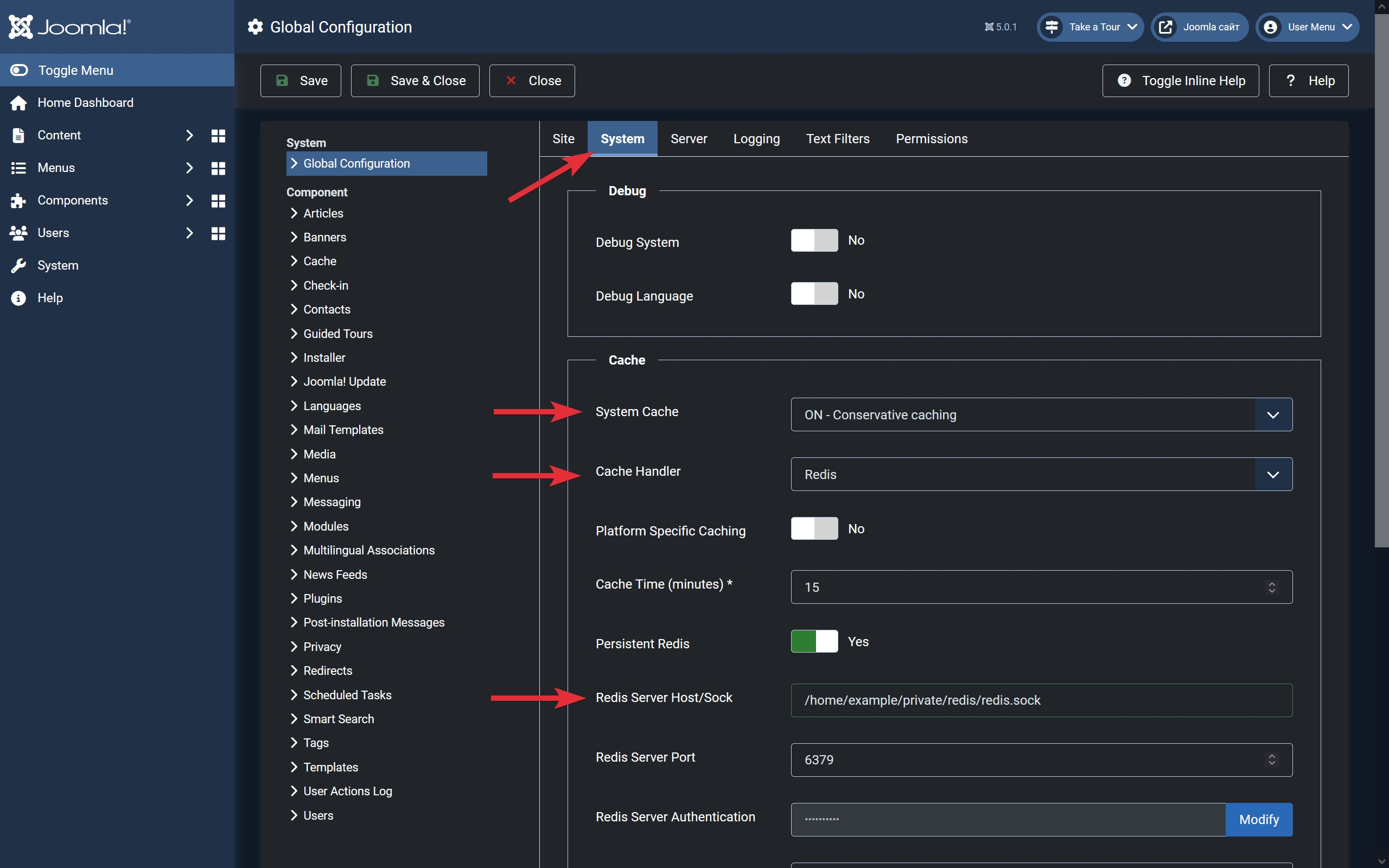 Joomla Redis