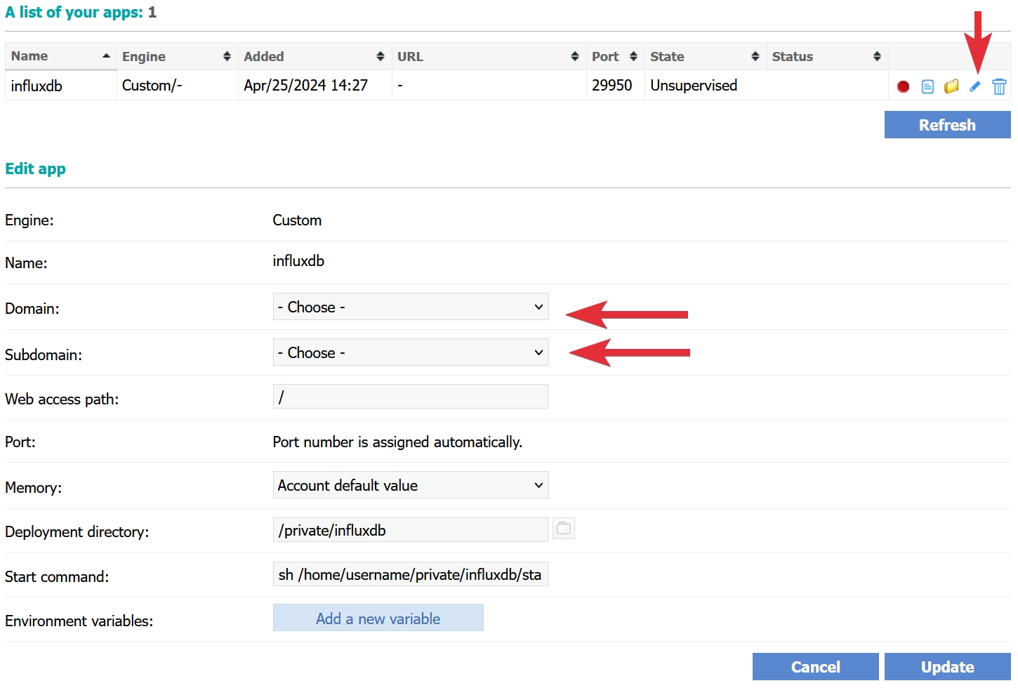 Edit InfluxDB WebApp