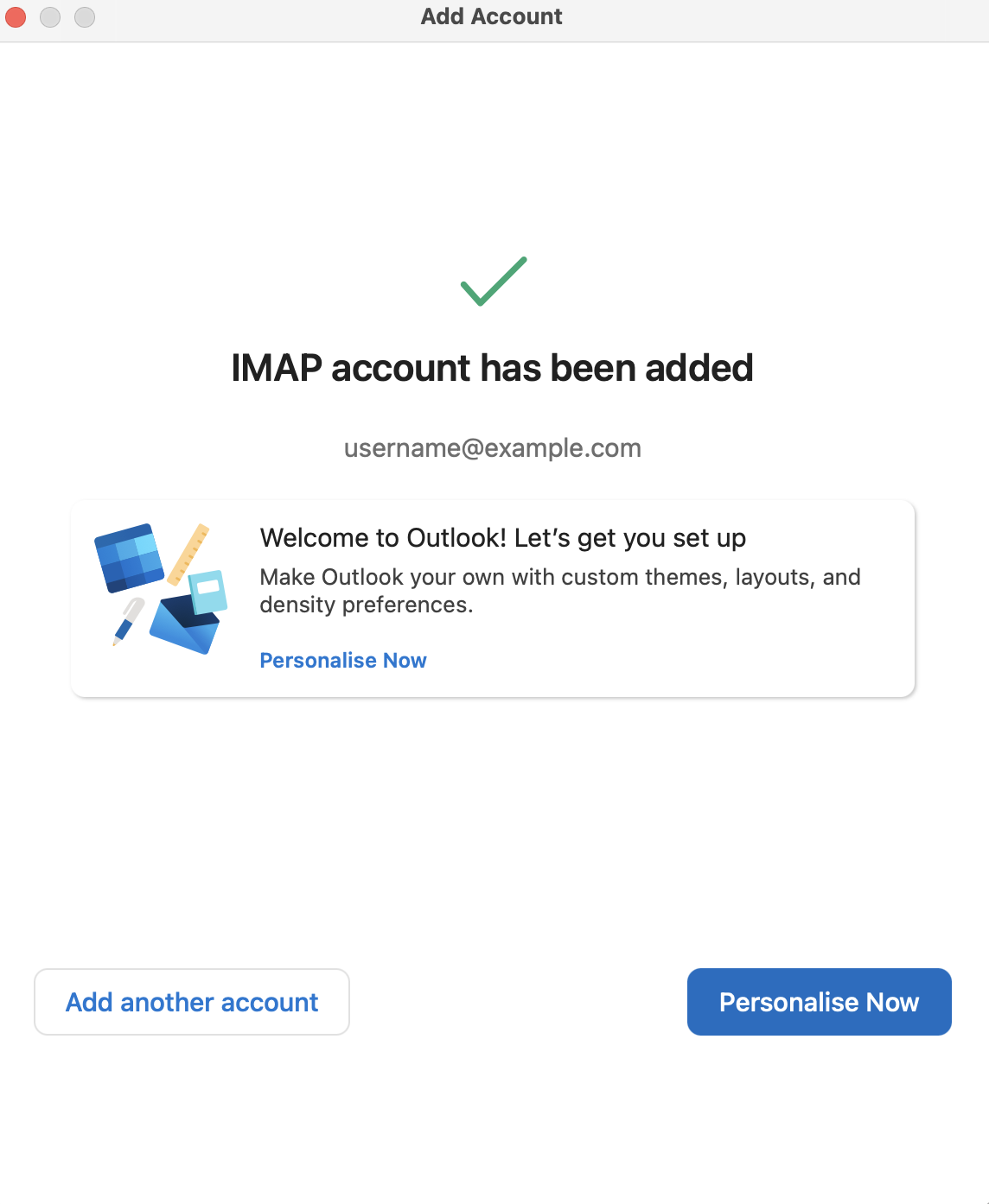 IMAP account has been added