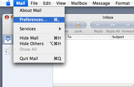 Mail -> Preferences