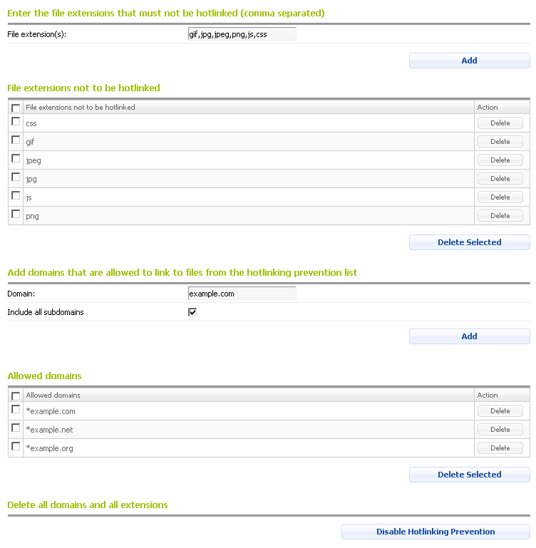 Hotlinking protection