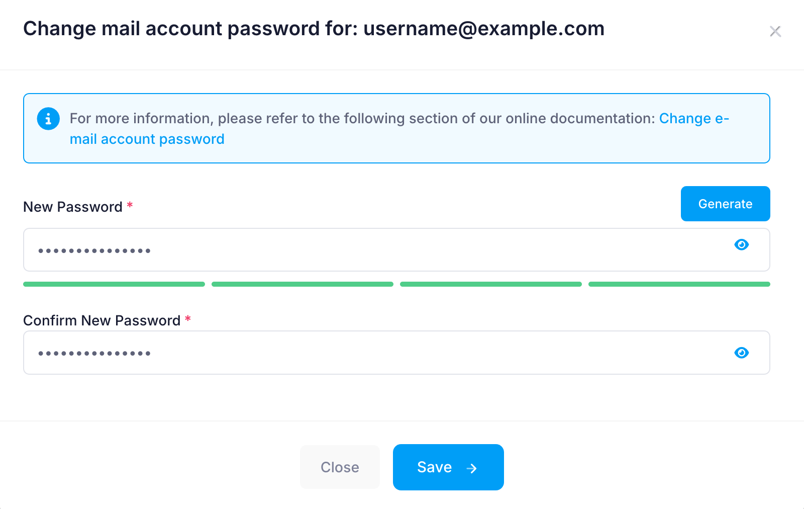 Change mail account password Change mail account password