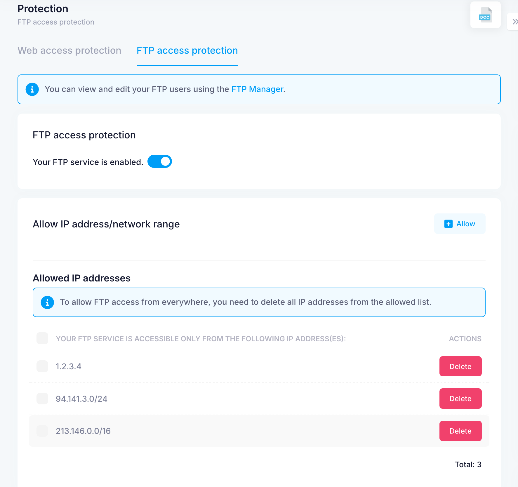 FTP protection