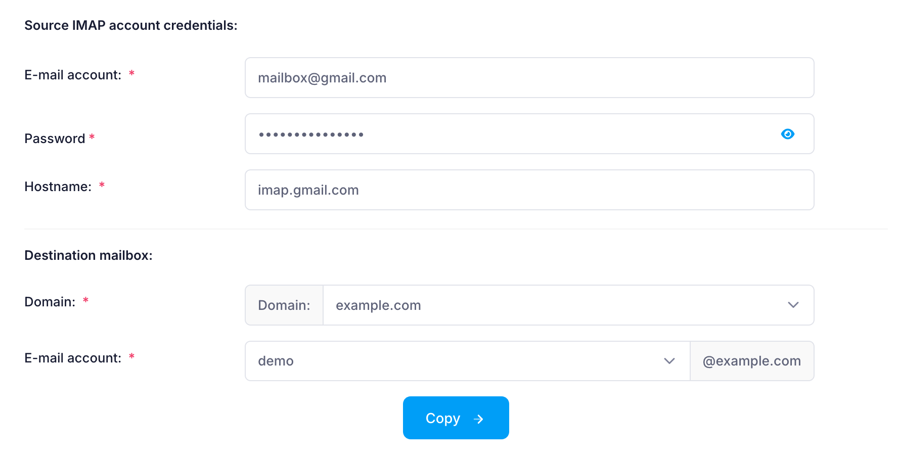 Copy mailbox Copy mailbox