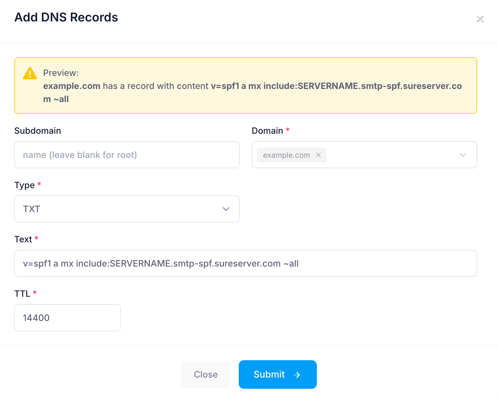 Add SPF record Add SPF record