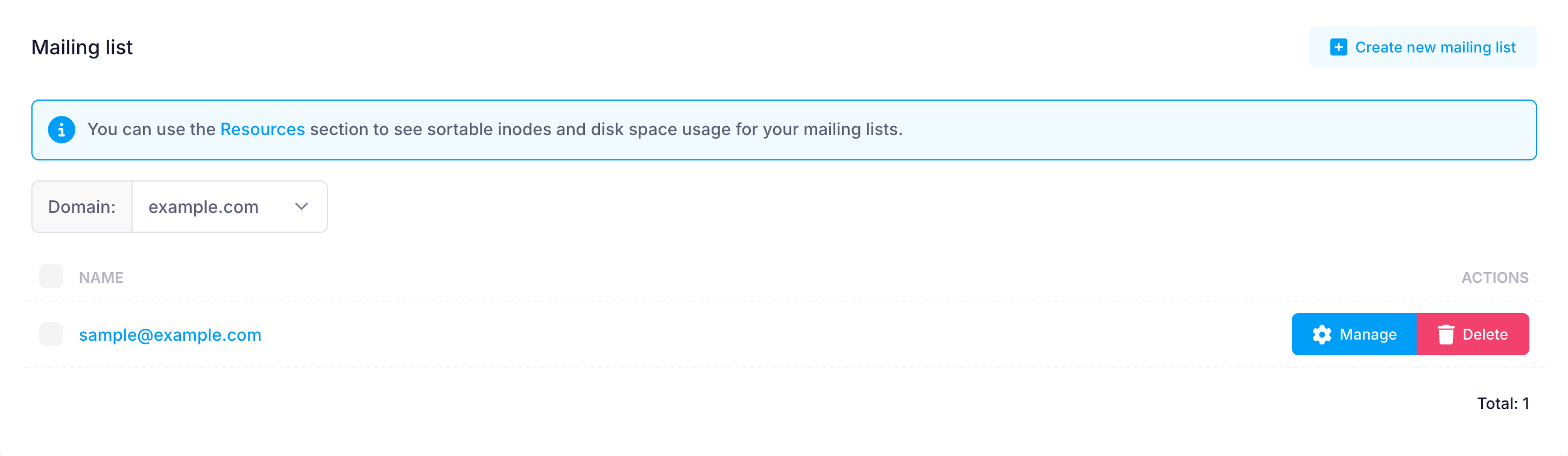 Mailing list options Mailing list options