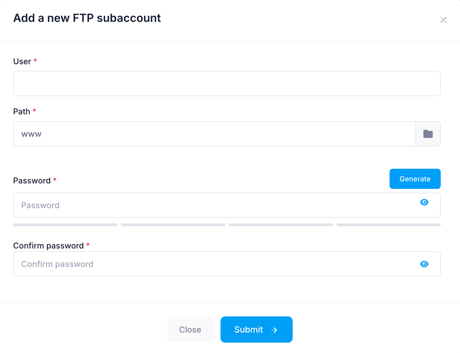 Add ftp subaccount