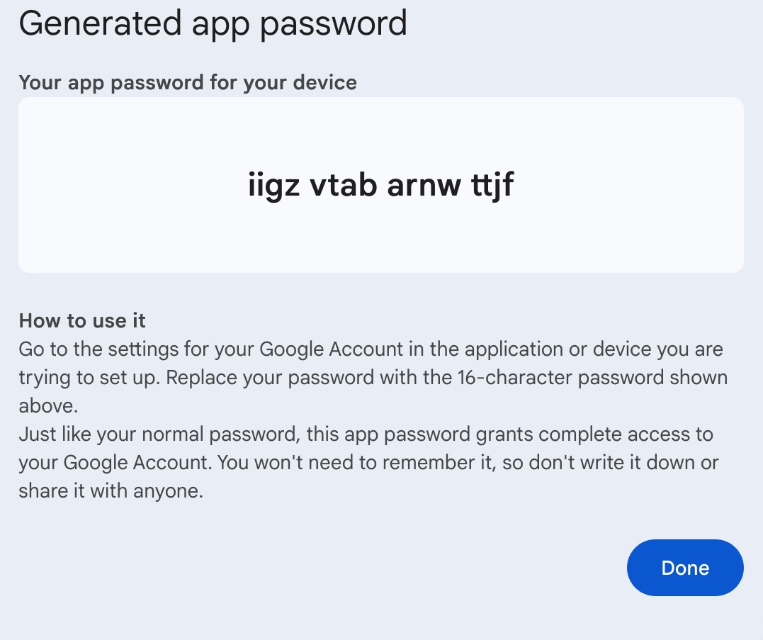 Generated Password Generated Password