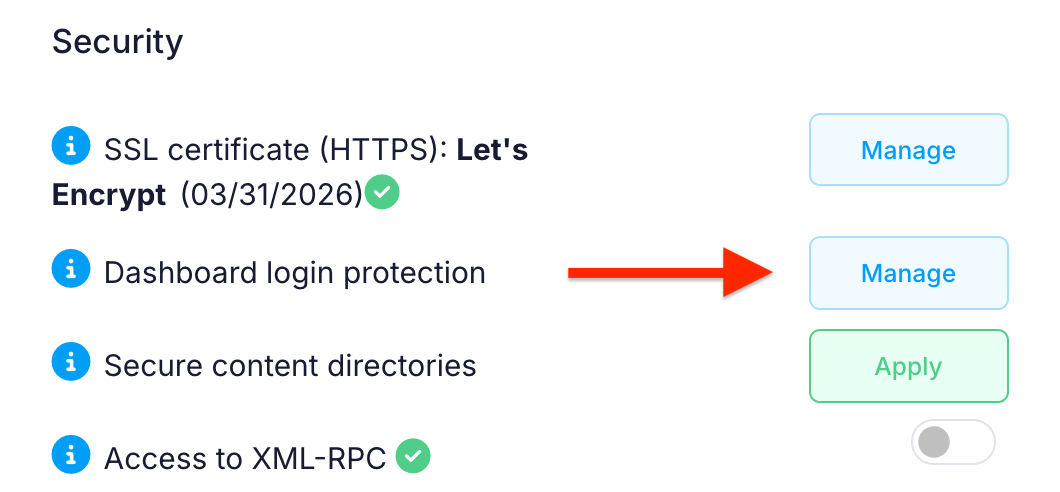 WordPress Dashboard login protection