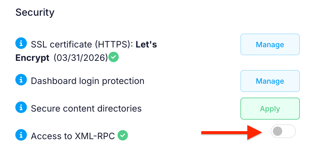 WordPress Manager security XML-RPC