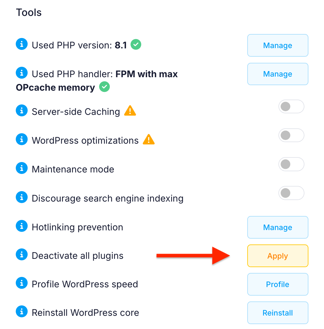WordPress deactivate all plugins