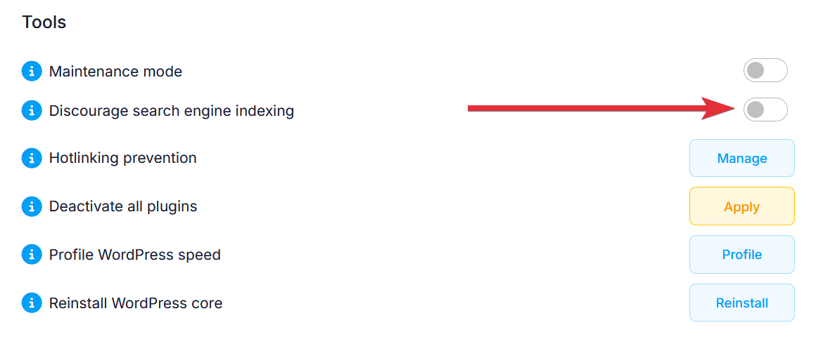 Discourage serach engine indexing
