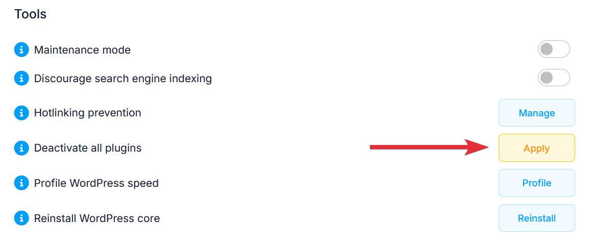 WordPress deactivate all plugins