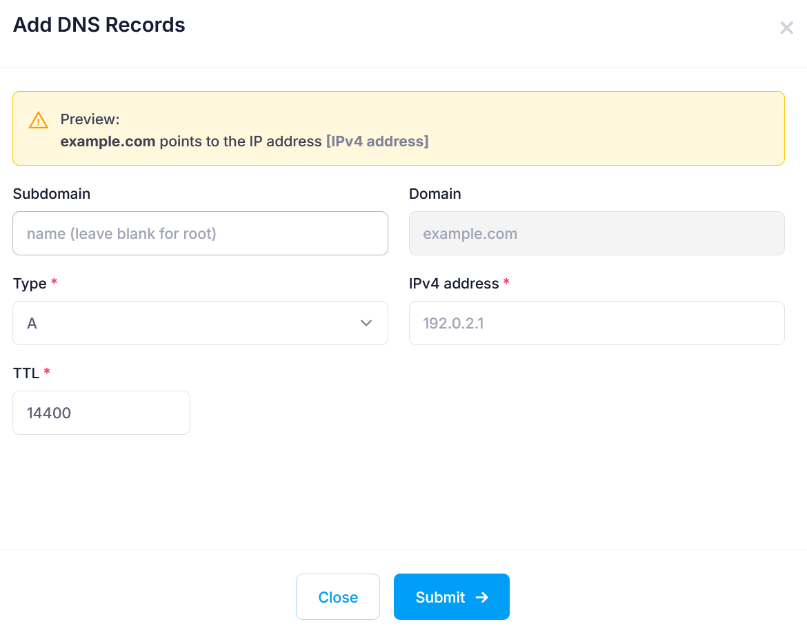 Add DNS records