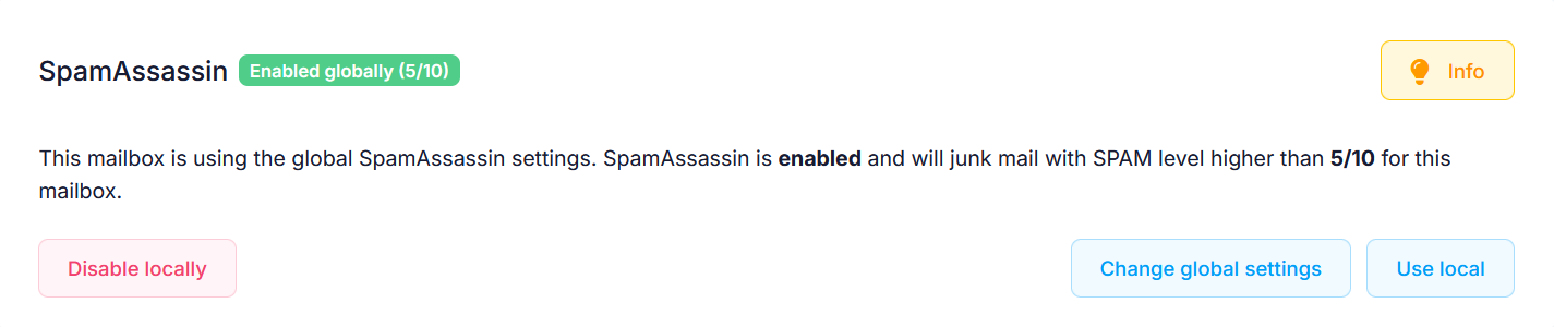 Disable SpamAssassin locally