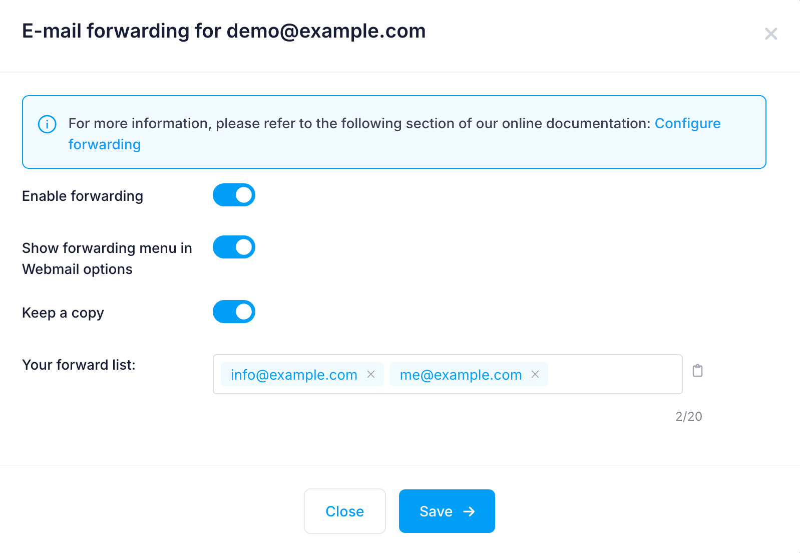 E-mail forwarding